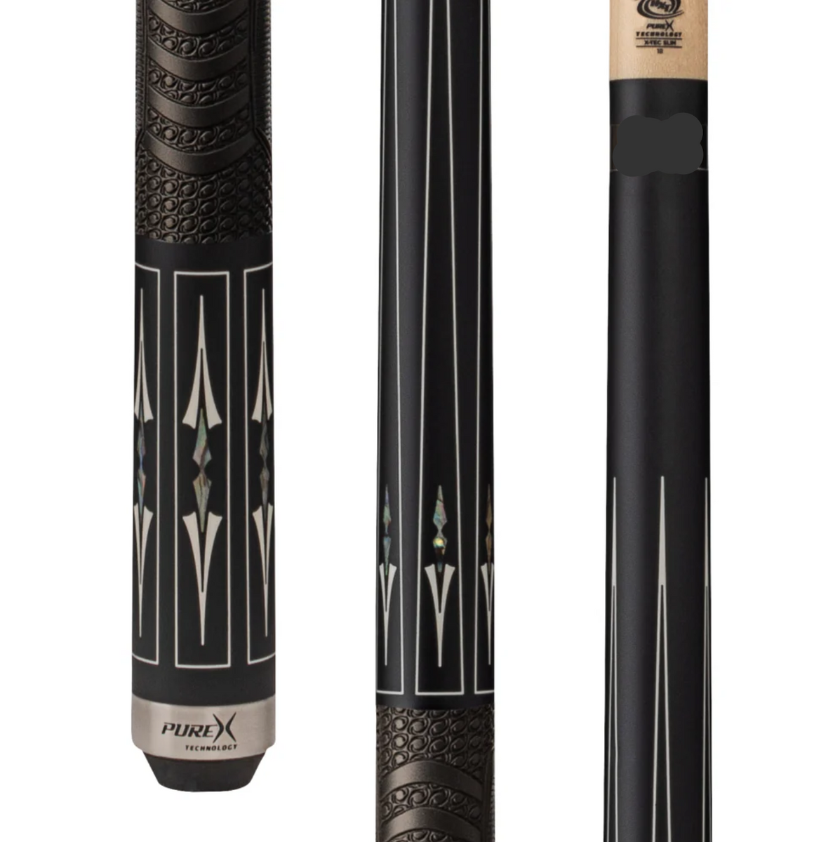 ◆Cuesoul ハイエンドモデルキュー Pure X Matte Black & Mother of Pearl Cue with Black Linen Wrap