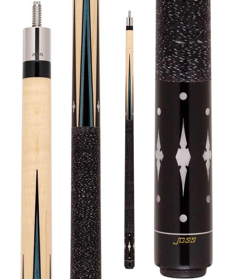 Joss JOS56 Pool Cue Maple Blue and Black Points-15% off at Budget Cues