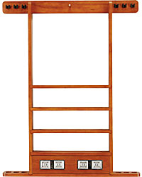 Cuestix Holds 6 Cues 2.5(d) x 45.25(h) x 29.5(w) Honey Wall Rack w/ Score Counter