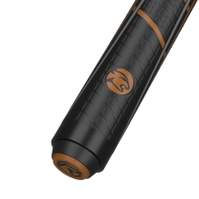 Predator Air Rush Tiger Eye sport-wrap jump cue butt and five-zone grip detail
