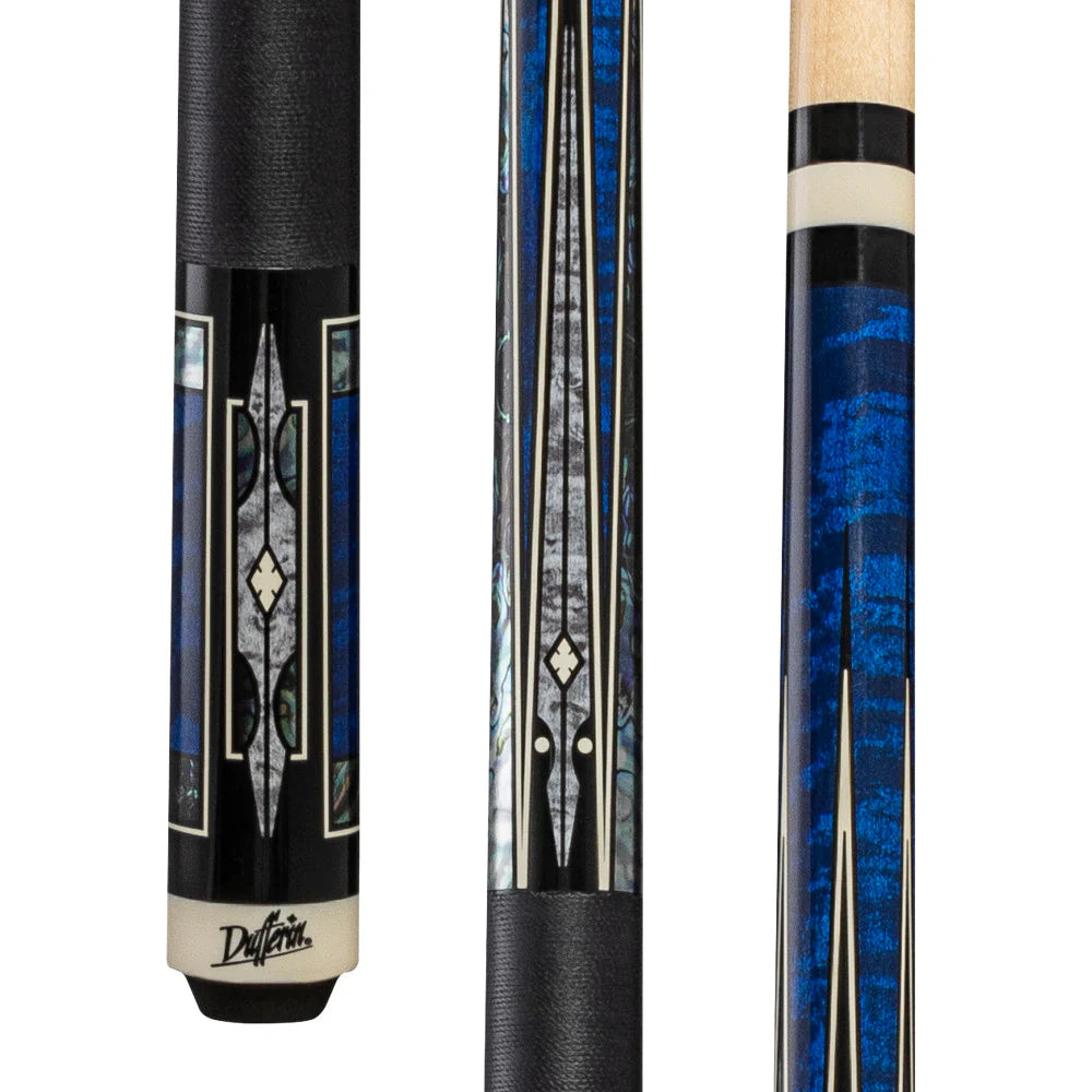 Dufferin D-543 Blue Curly Maple Pool Cue | Linen Wrap