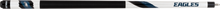 Philadelphia Eagles NFL Pool Cue – horizontal view of decorated butt and joint pin