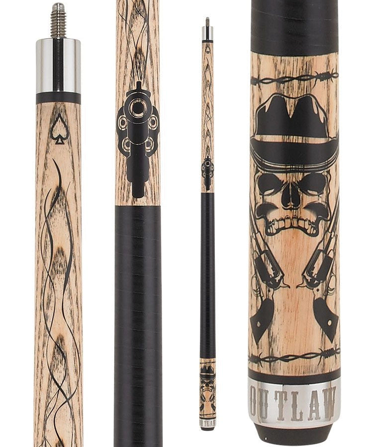 Outlaw OL52 Pool Cue Smoking Gun Artwork - 10% off at Budget Billiards