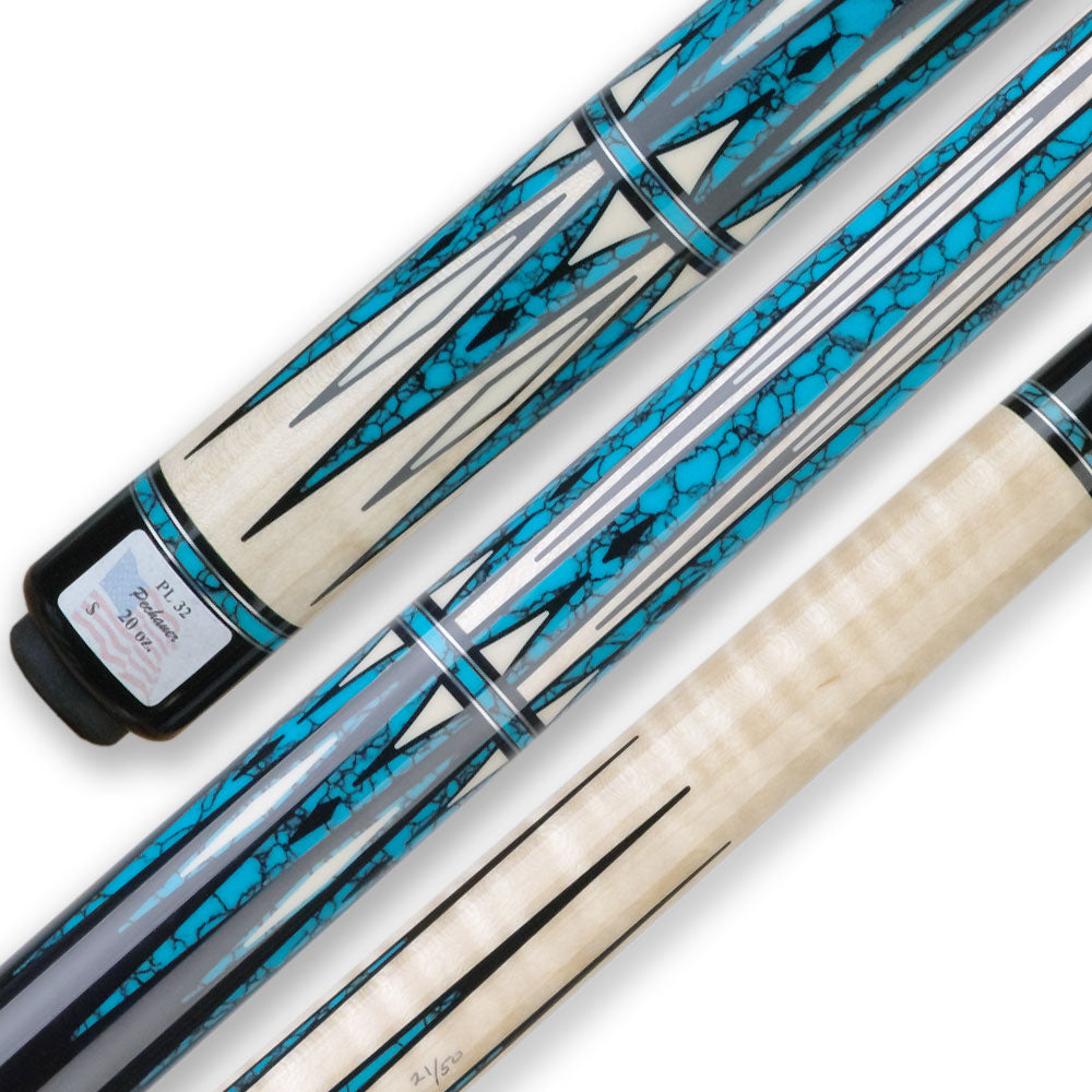 Pechauer PL32 Limited Edition Pool Cue – Turquoise Inlays