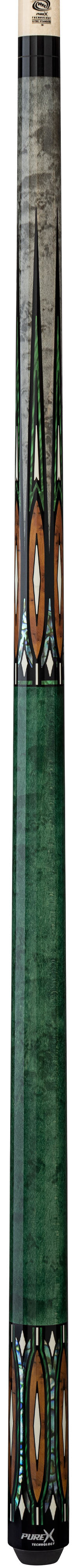 Pure X Green & Grey Stain with Malachite/Thuya Burl Wrapless Cue