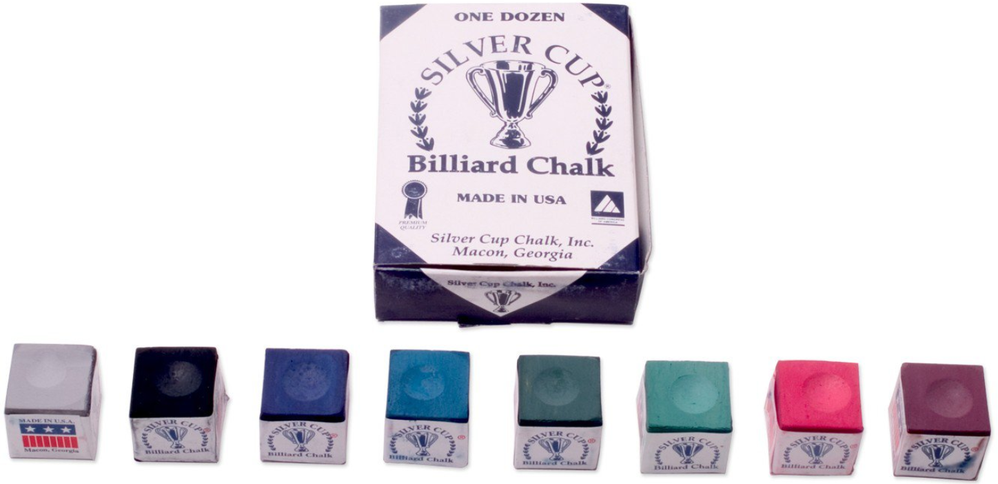 Silver Cup Billiards/Pool Cue Chalk - 1 Dozen