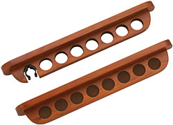 Cuestix Honey Wall Rack w/ clip for Bridge, Holds 7 Cues